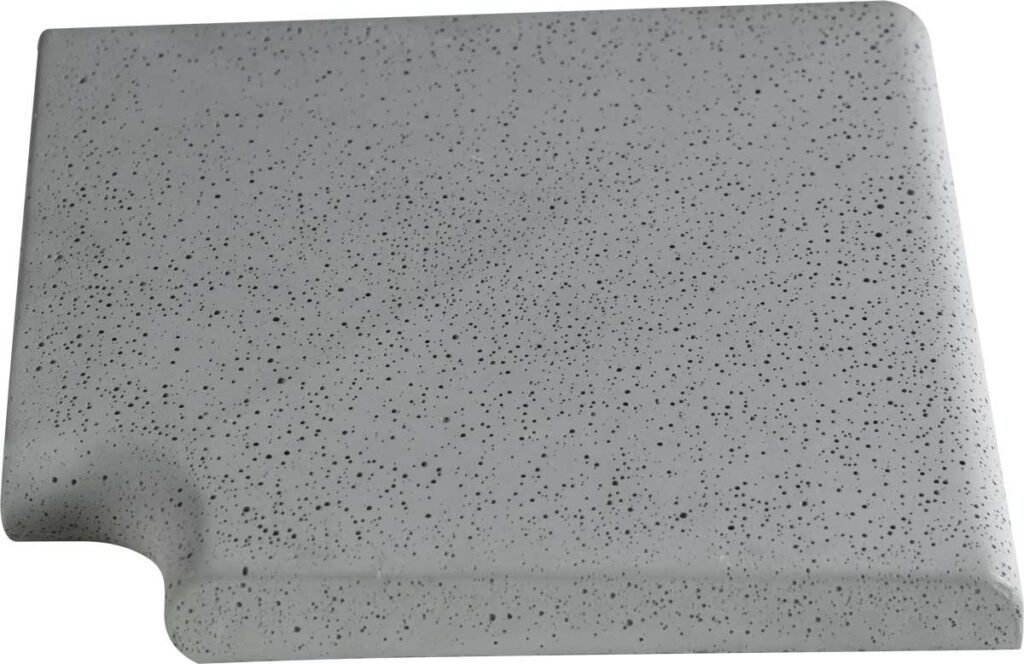 Угловой копинговый камень Aquazone Tuff 320x400x50-25 мм, серый (пористый)