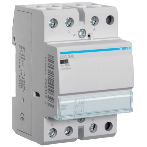 Контактор Hager ESC340 230 В/40 A, 3 НВ