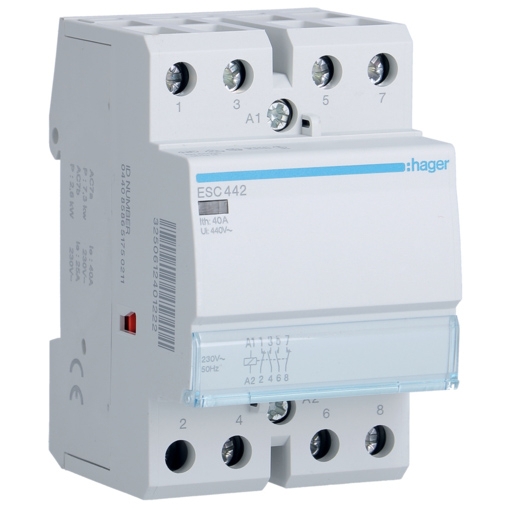 Контактор Hager ESC442 230 В/40 A, 2 НЗ + 2 НВ