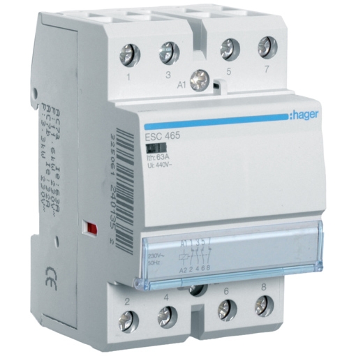 Контактор Hager ESC465 230 В/63 A, 2 НЗ + 2 НВ